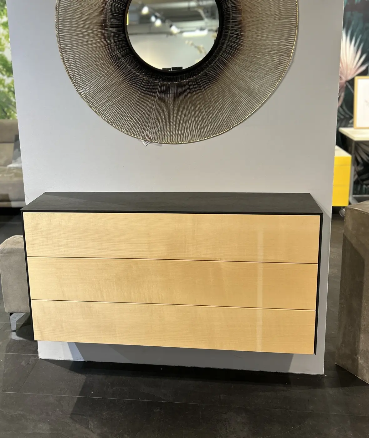 Sideboard Insieme von Sitzplatz MDF Linoleum graphit matt, Ahorn furniert ca. 120x60x30cm