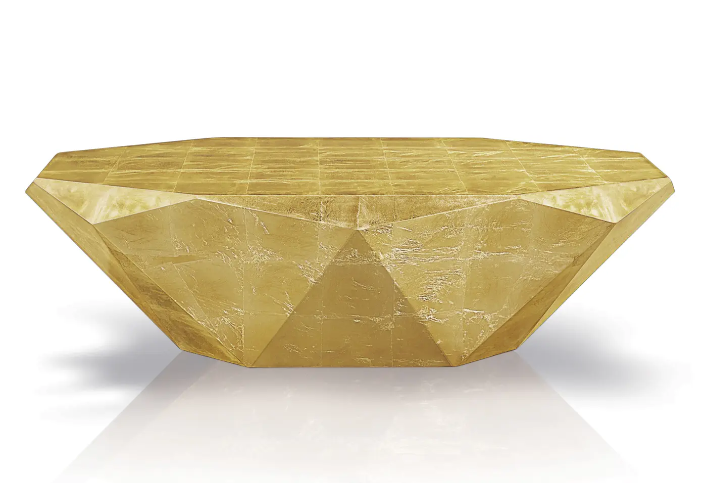 Couchtisch Stealth Blattgold-Optik von Bretz Oval, Stahl ca. 138x78x40cm