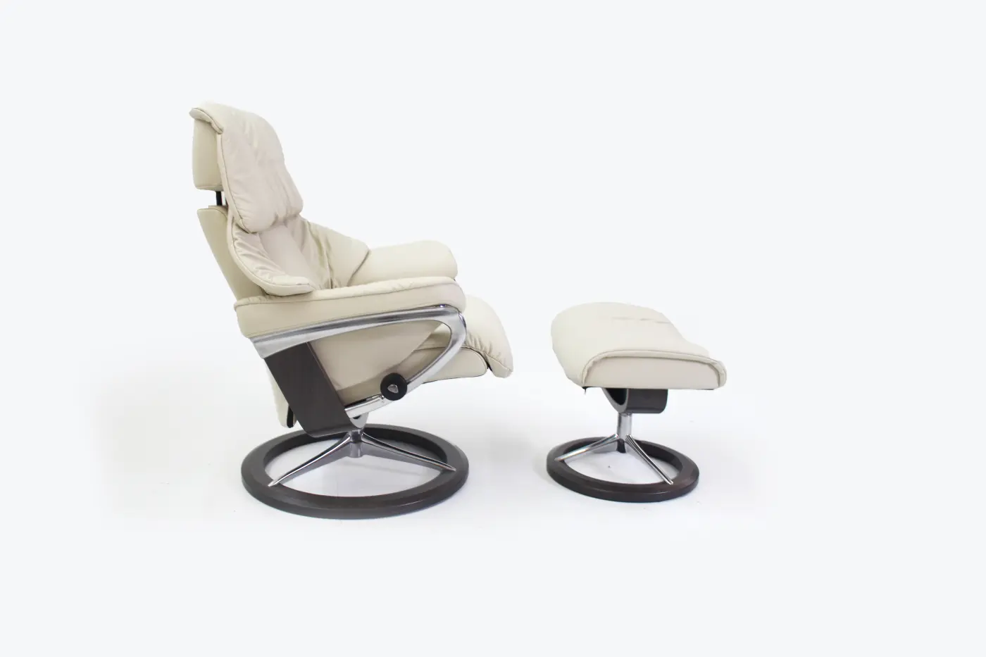 Ruhesessel Reno M von Stressless Leder Paloma Light Grey ca. 83x100x80cm