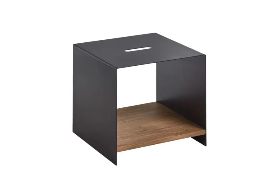 Beistelltisch Yoris von Schöner Wohnen Korpus Metall anthrazit, Kerneiche gebürstet ca. 39x45x39cm