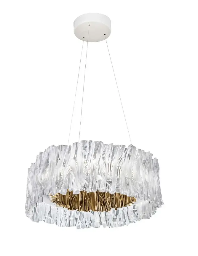 Hängeleuchte 18180027.. Weiss / Gold Kunststoff ca. 140x57x20cm