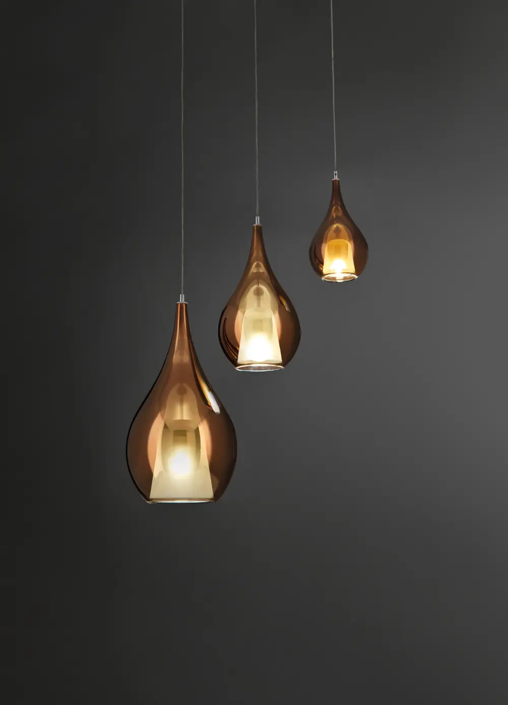 Hängeleuchte Zoe Bronze von Cangini & Tucci Handmade Glas, Stoffkabel ca. 150x22x150cm