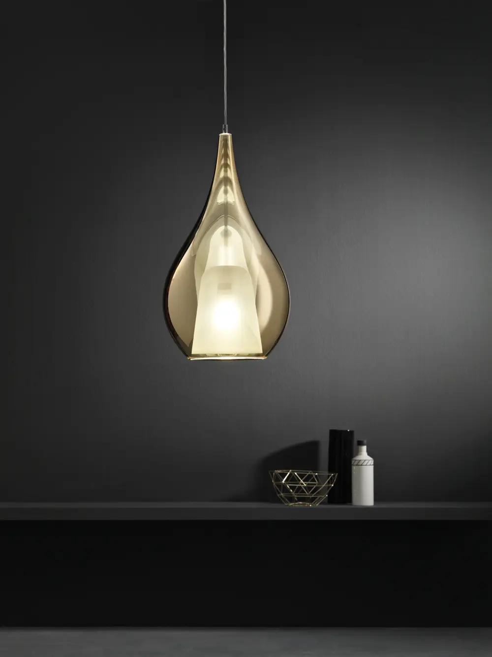 Hängeleuchte Zoe Oro Gold von Cangini & Tucci Handgemachtes Glas ca. 30x53cm