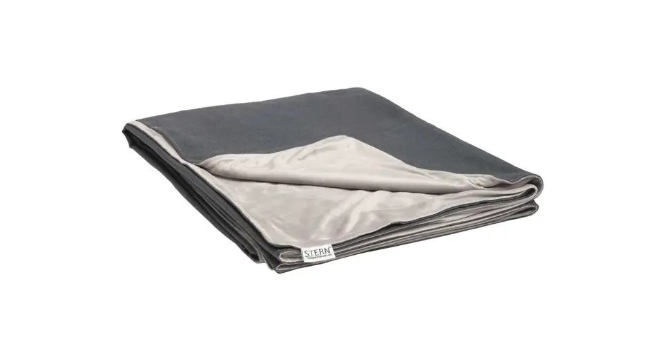 Decke 404008 Dunkelblau, Rückseite Hellgrau von Stern 100% Polyacryl, Rückseite 100% Polyester ca. 200x156cm