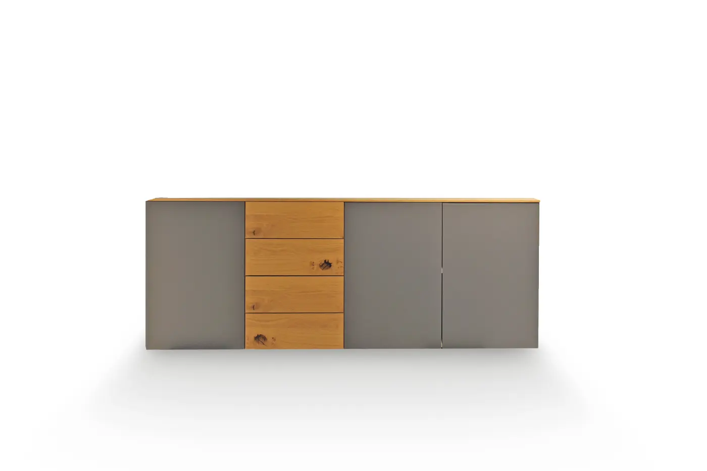 Sideboard 3784.39.. Glas satiniert schiefergrau, Wildeiche furniert, lackiert ca. 200x79x41cm