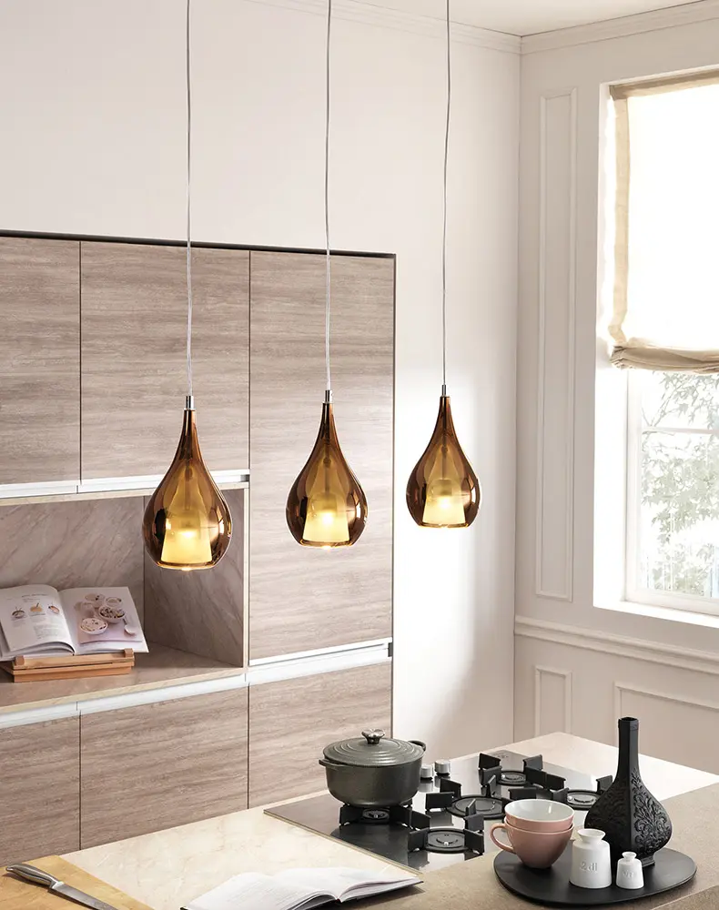 Hängeleuchte Zoe Bronze von Cangini & Tucci Handmade Glas, Stoffkabel ca. 150x22x150cm