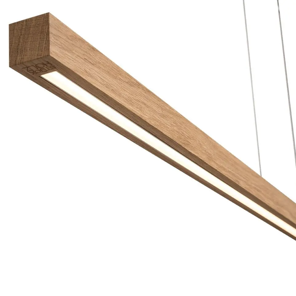 LED-Pendelleuchte Stückholz Titlis 2 von Stückholz Eiche massiv geölt ca. 156x4x4cm