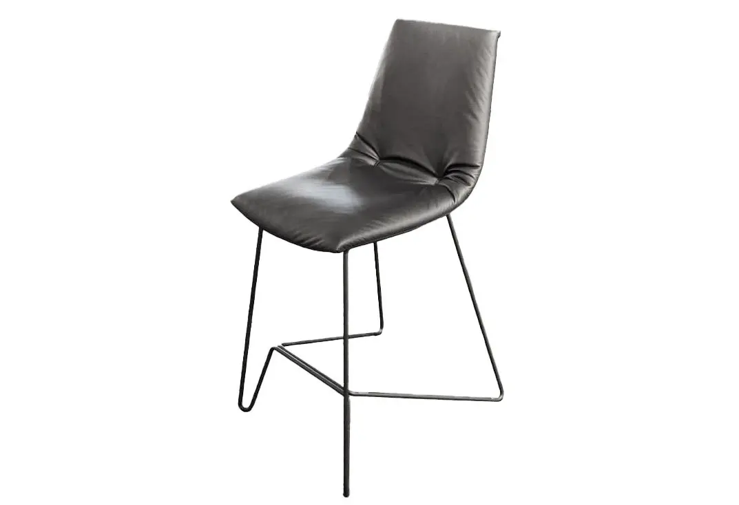 Barstuhl Lui von Team 7 Leder "schwarz" ca. 49x105x63cm